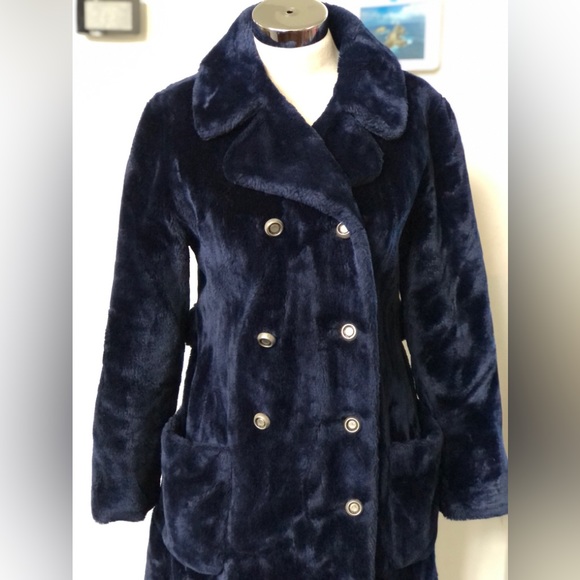 Vintage Navy Borgana Faux Fur coat